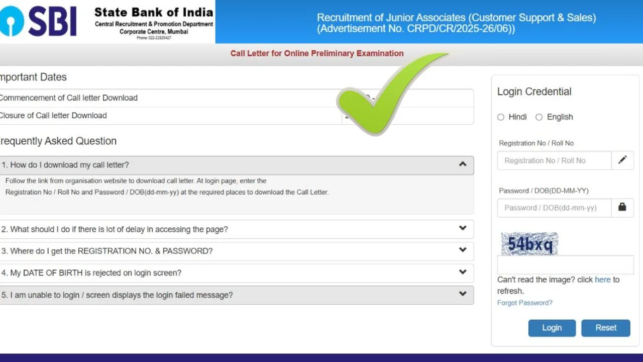 SBI Clerk Mains Admit Card 2025